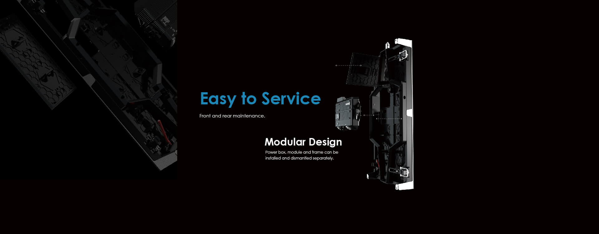 easy to service, modular design, led display
